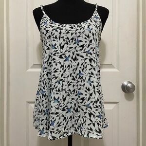APT 9 Essentials Chiffon Tank Top Camisole Bird Print Flowy Boho Lightweight M